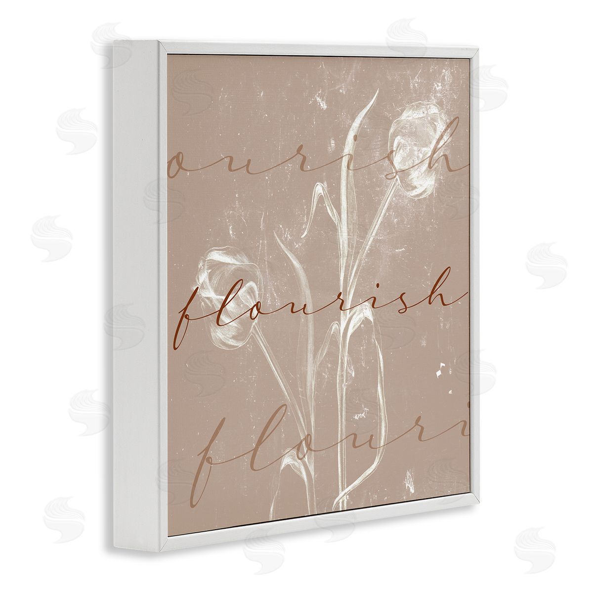 Stupell Studio Vintage Flourish Typography Softened Tulip Still Life White Framed Giclee Wall Art