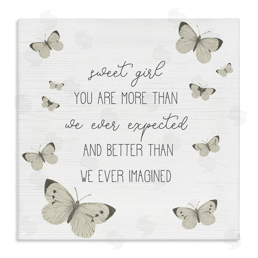 Stupell Studio | Sweet Girl More Than Expected Phrase Charming Butterflies