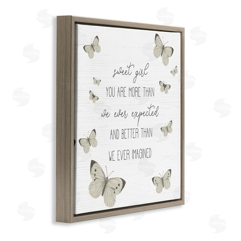 Stupell Studio | Sweet Girl More Than Expected Phrase Charming Butterflies