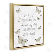 Stupell Studio | Sweet Girl More Than Expected Phrase Charming Butterflies