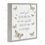Stupell Studio | Sweet Girl More Than Expected Phrase Charming Butterflies