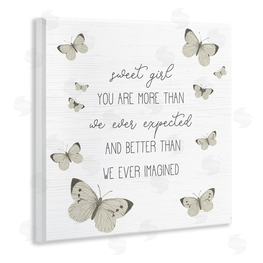 Stupell Studio | Sweet Girl More Than Expected Phrase Charming Butterflies