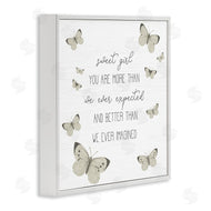 Stupell Studio | Sweet Girl More Than Expected Phrase Charming Butterflies