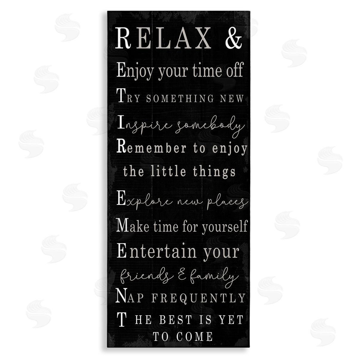 Stupell Studio Relaxed Retirement Phrases Black Distressed Pattern Canvas Wall Art