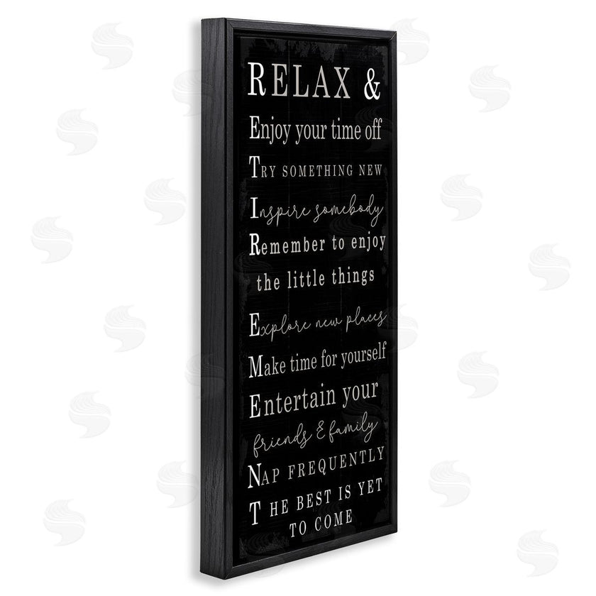 Stupell Studio | Relaxed Retirement Phrases Black Distressed Pattern