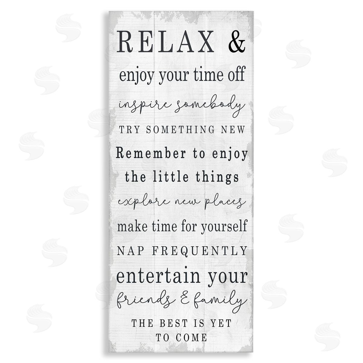 Stupell Studio Retirement Relaxation Sign White Distressed Pattern Canvas Wall Art