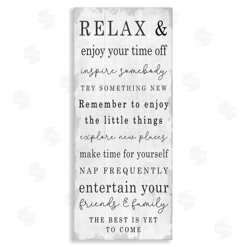 Stupell Studio | Retirement Relaxation Sign White Distressed Pattern