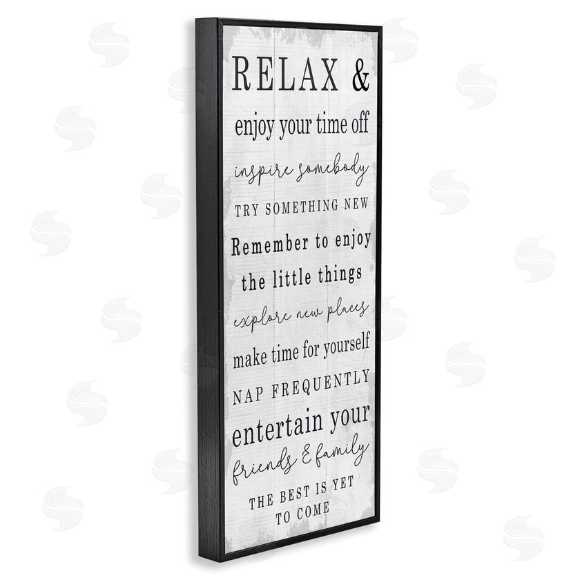 Stupell Studio | Retirement Relaxation Sign White Distressed Pattern