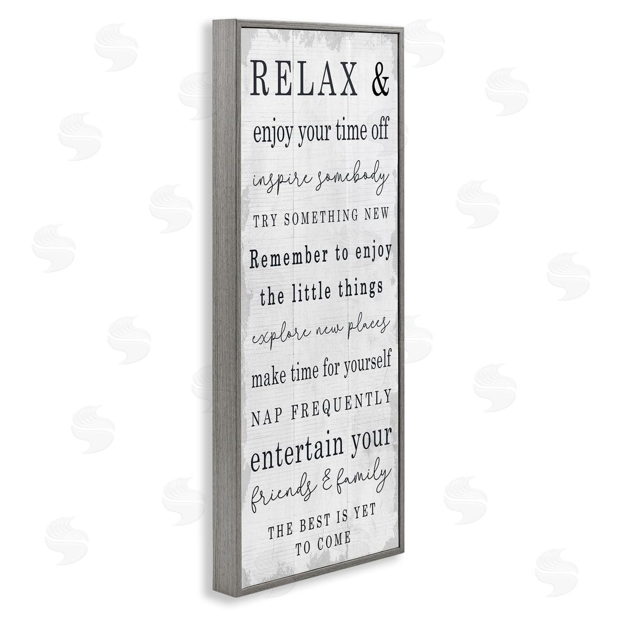Stupell Studio Retirement Relaxation Sign White Distressed Pattern Gray Framed Giclee Wall Art