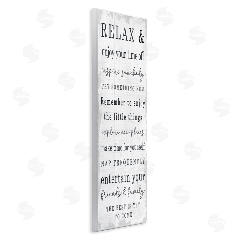 Stupell Studio | Retirement Relaxation Sign White Distressed Pattern