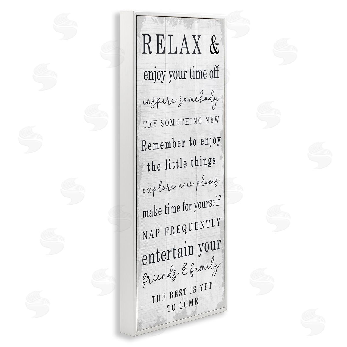 Stupell Studio Retirement Relaxation Sign White Distressed Pattern White Framed Giclee Wall Art