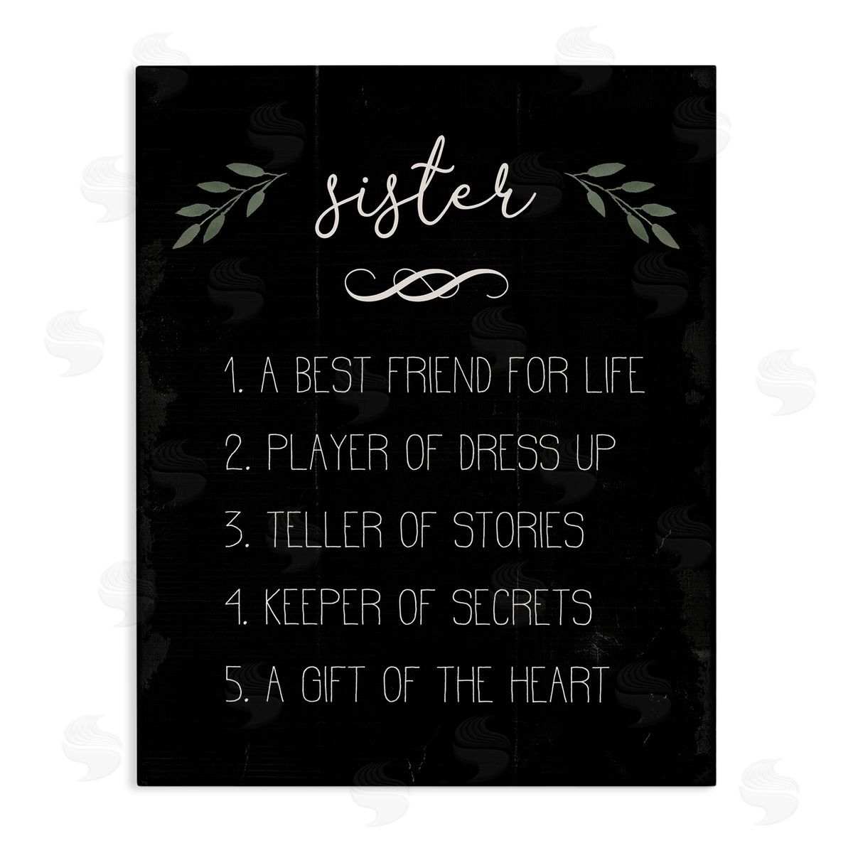 Stupell Studio Sister Facts Family Phrases Distressed Black Pattern Canvas Wall Art