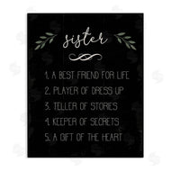 Stupell Studio | Sister Facts Family Phrases Distressed Black Pattern