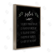 Stupell Studio | Sister Facts Family Phrases Distressed Black Pattern
