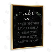 Stupell Studio | Sister Facts Family Phrases Distressed Black Pattern