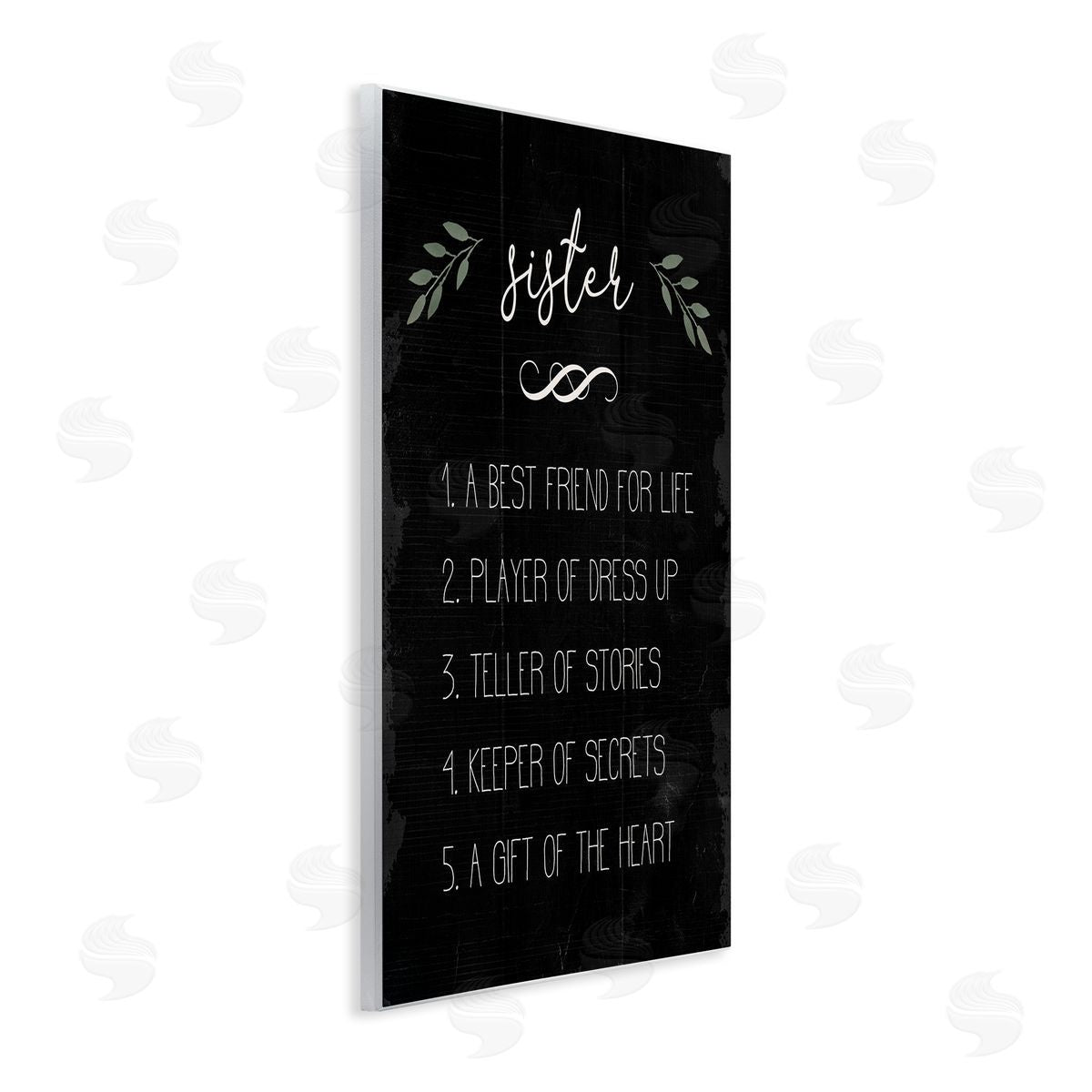 Stupell Studio Sister Facts Family Phrases Distressed Black Pattern Wall Plaque Art