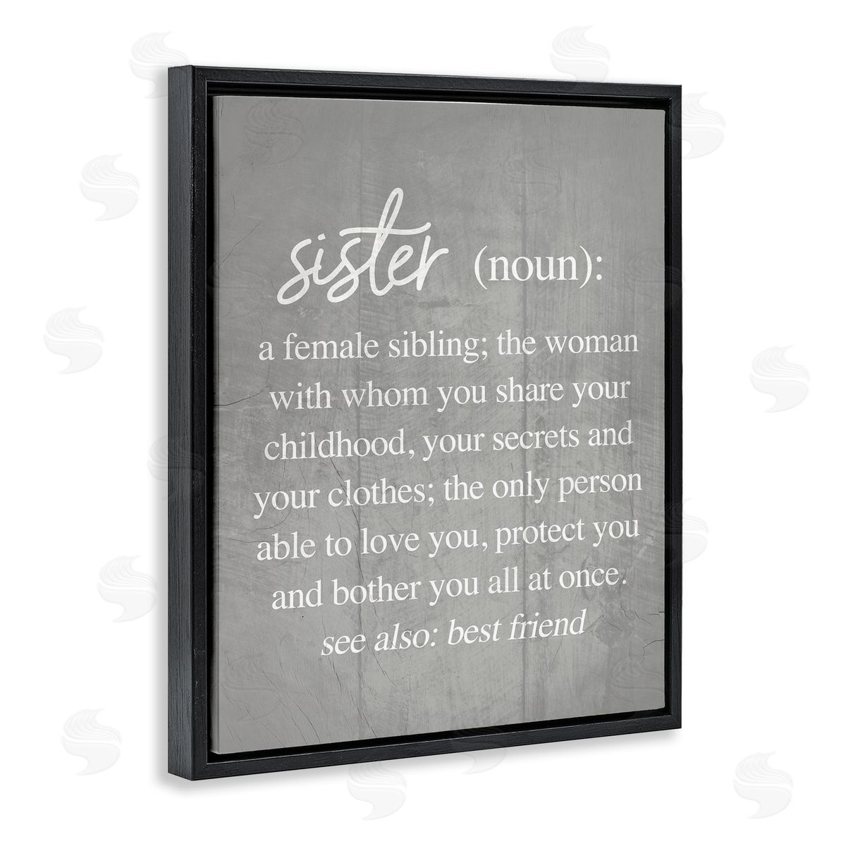 Stupell Studio Sister Definition Family Inspired Phrases Grey Pattern Black Floater Frame Canvas Art