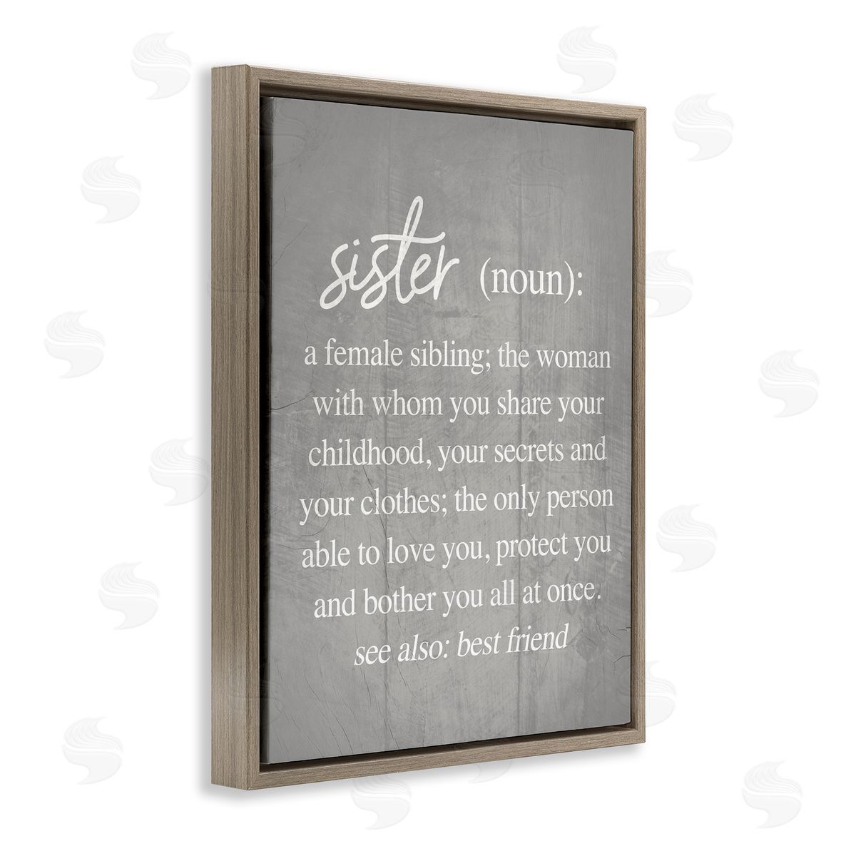 Stupell Studio Sister Definition Family Inspired Phrases Grey Pattern Brown Floater Frame Canvas Art