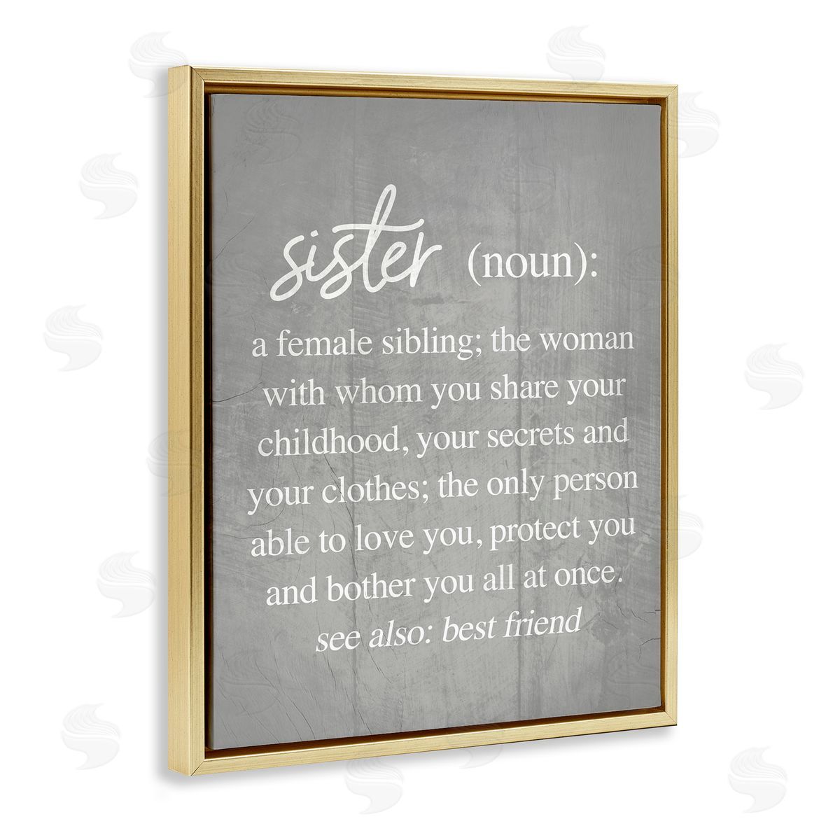 Stupell Studio Sister Definition Family Inspired Phrases Grey Pattern Gold Floater Frame Canvas Art