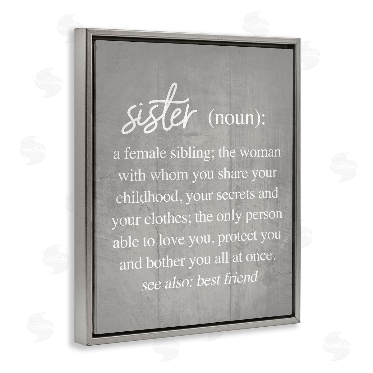 Stupell Studio Sister Definition Family Inspired Phrases Grey Pattern Gray Floater Frame Canvas Art