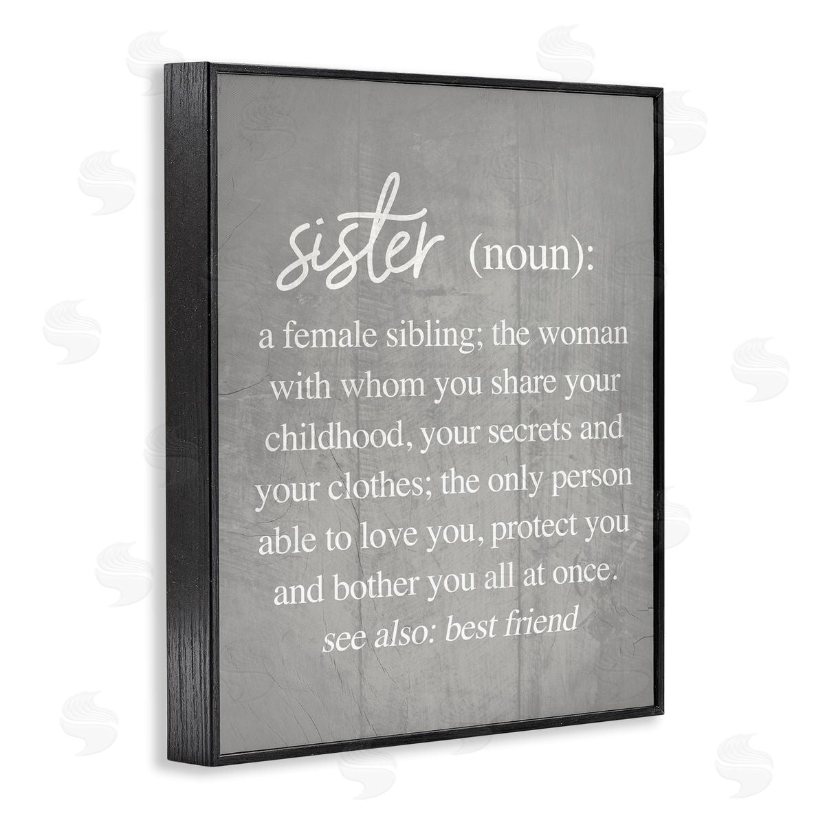Stupell Studio Sister Definition Family Inspired Phrases Grey Pattern Black Framed Giclee Wall Art