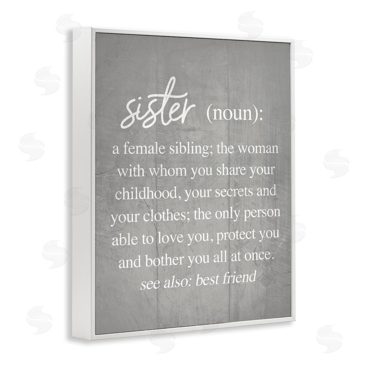 Stupell Studio Sister Definition Family Inspired Phrases Grey Pattern White Framed Giclee Wall Art