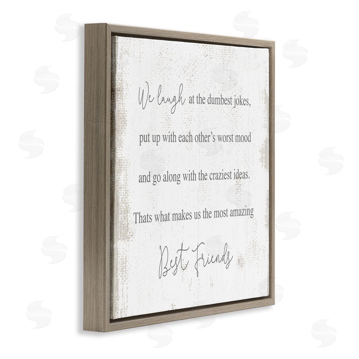 Stupell Studio Amazing Best Friends Phrase Distressed Country Pattern Brown Floater Frame Canvas Art
