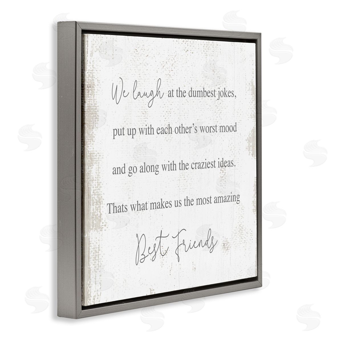 Stupell Studio Amazing Best Friends Phrase Distressed Country Pattern Gray Floater Frame Canvas Art