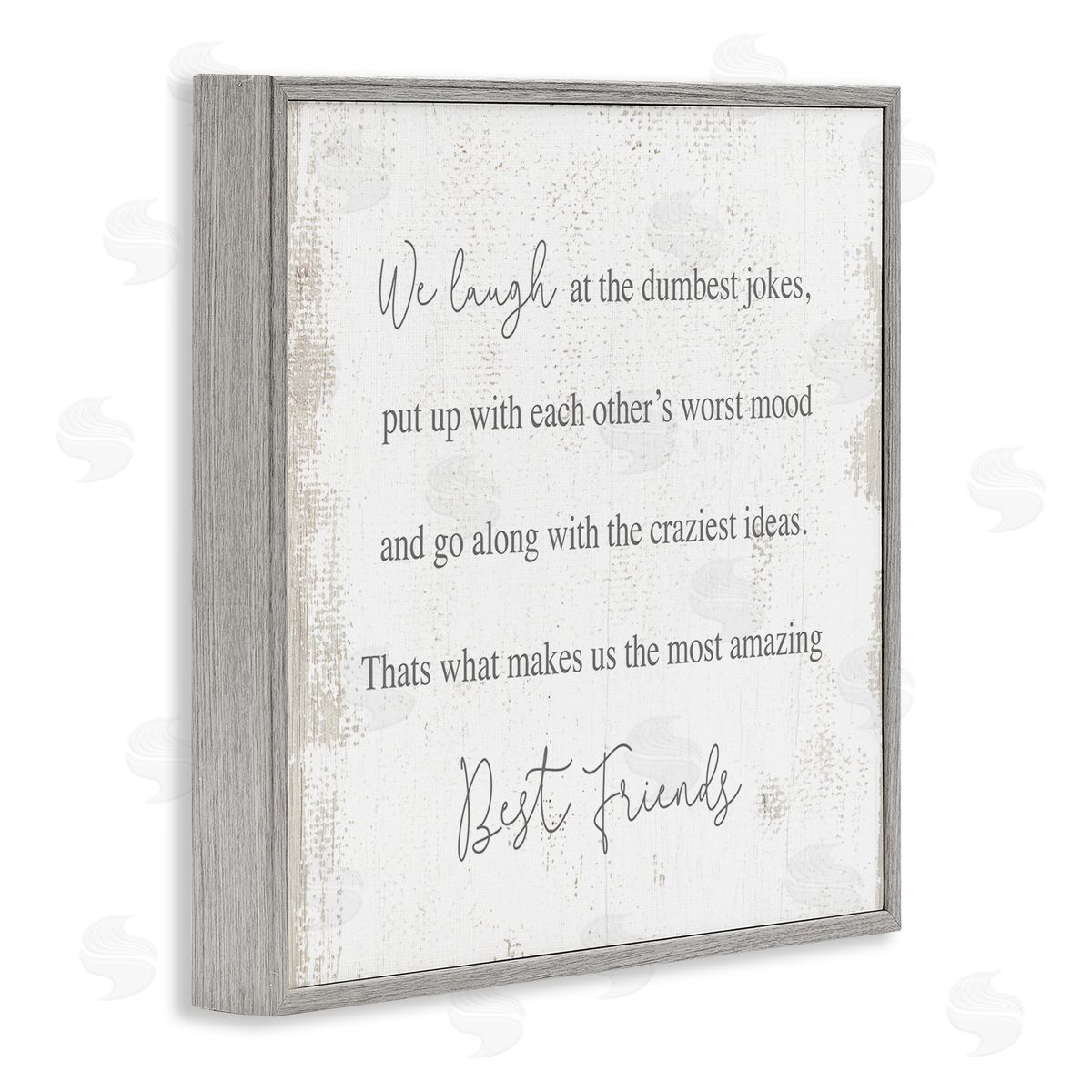 Stupell Studio Amazing Best Friends Phrase Distressed Country Pattern Gray Framed Giclee Wall Art