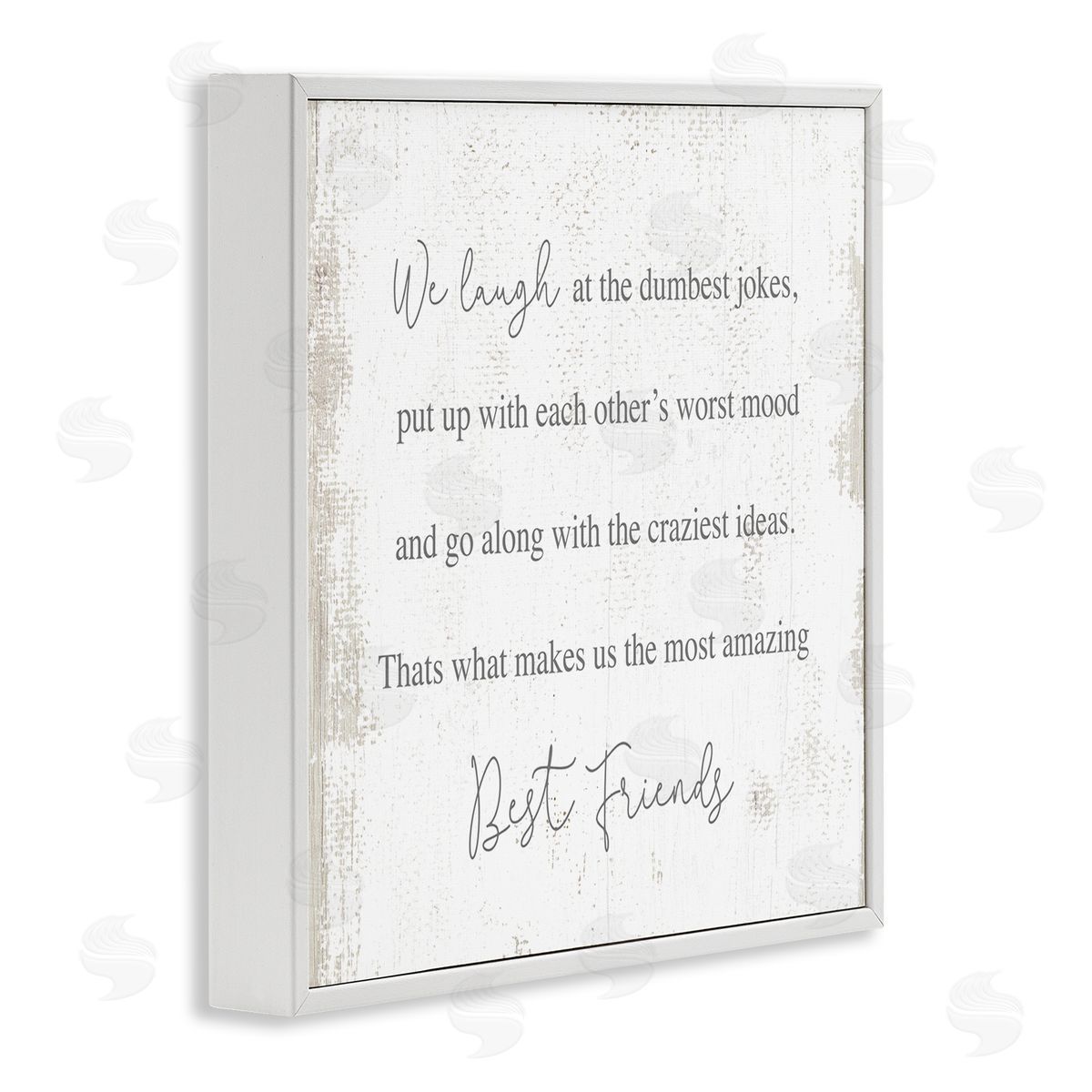Stupell Studio Amazing Best Friends Phrase Distressed Country Pattern White Framed Giclee Wall Art