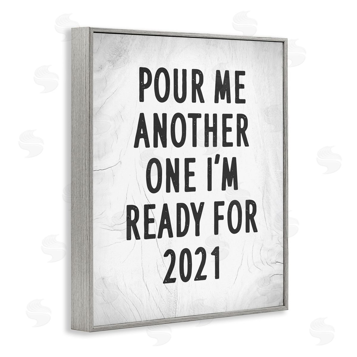 Stupell Studio Pour Me Another 2021 Phrase Rustic Black White Gray Framed Giclee Wall Art