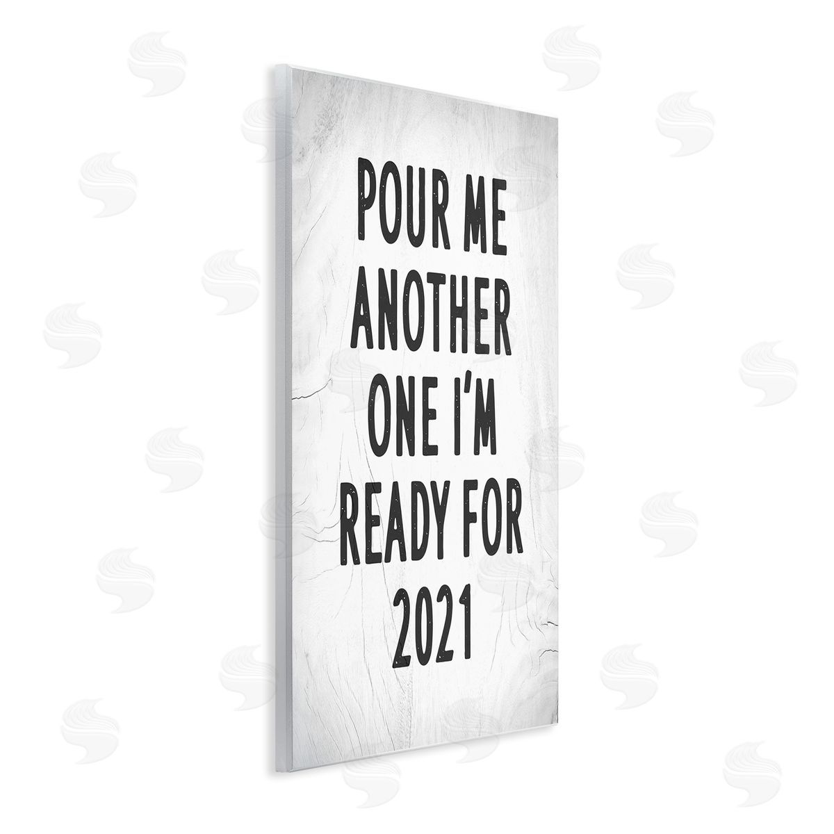 Stupell Studio Pour Me Another 2021 Phrase Rustic Black White Wall Plaque Art