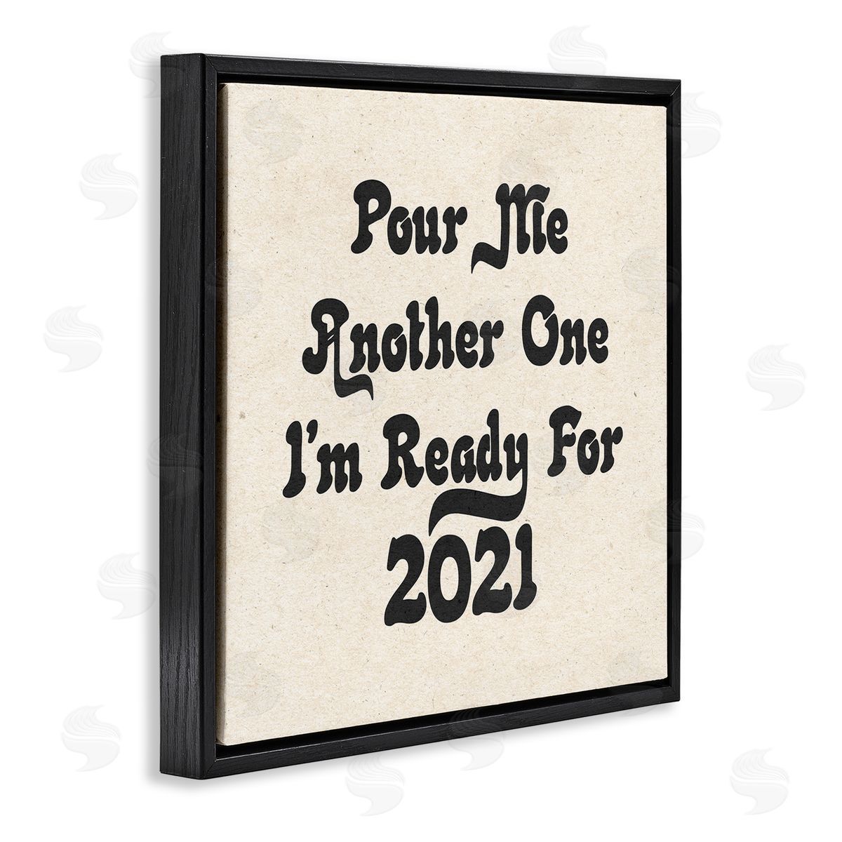 Stupell Studio Retro Pour Me Another 2021 Quote Soft Pattern Black Floater Frame Canvas Art