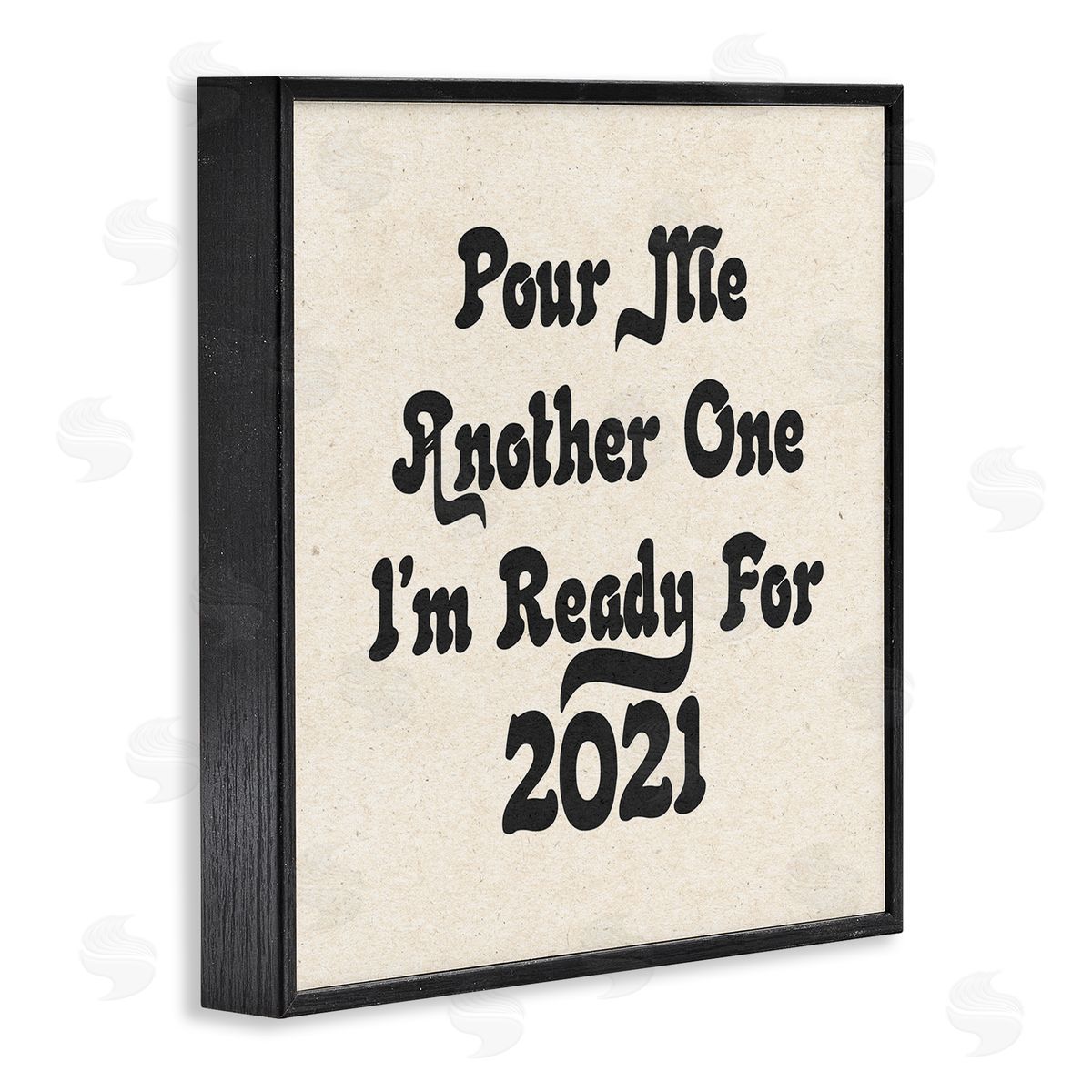 Stupell Studio Retro Pour Me Another 2021 Quote Soft Pattern Black Framed Giclee Wall Art