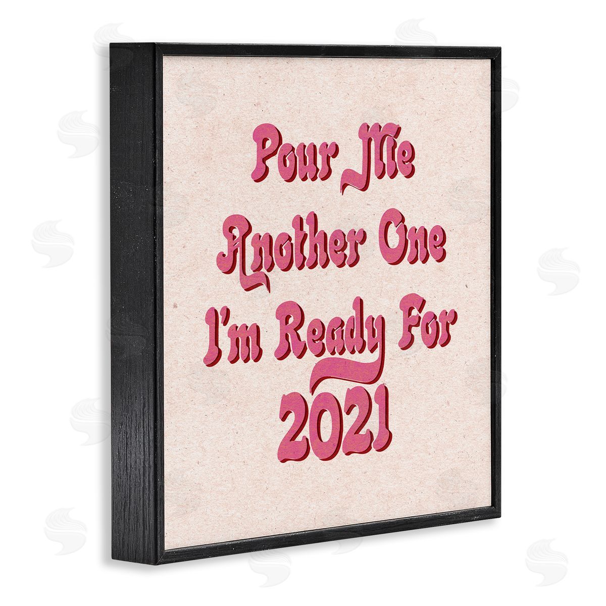 Stupell Studio Retro Pink Pour Me Another One 2021 Funny Phrase Black Framed Giclee Wall Art