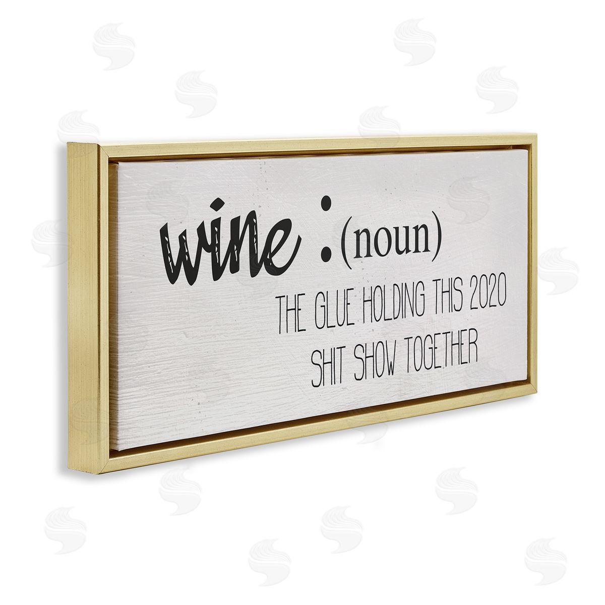 Stupell Studio Wine Definition Funny 2020 Drinking Humor Gold Floater Frame Canvas Art