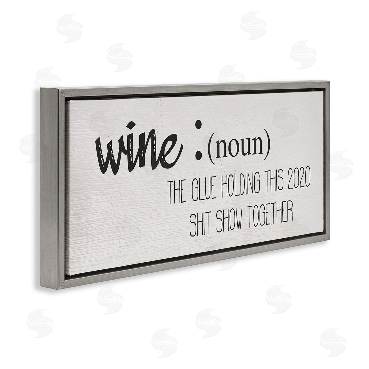 Stupell Studio Wine Definition Funny 2020 Drinking Humor Gray Floater Frame Canvas Art