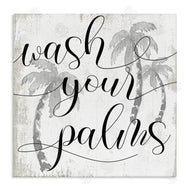 Stupell Studio | Wash Your Palms Phrase Distressed Tropical Pun