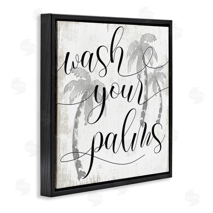 Stupell Studio | Wash Your Palms Phrase Distressed Tropical Pun