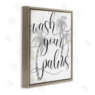 Stupell Studio | Wash Your Palms Phrase Distressed Tropical Pun