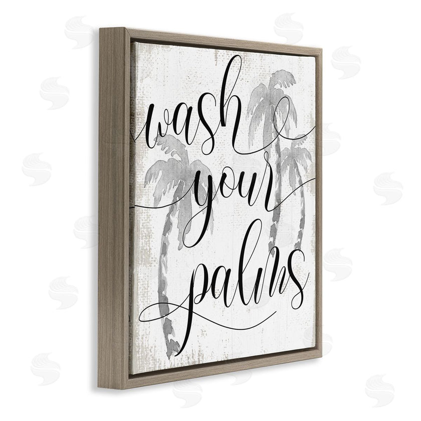 Stupell Studio | Wash Your Palms Phrase Distressed Tropical Pun