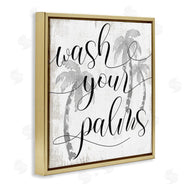 Stupell Studio | Wash Your Palms Phrase Distressed Tropical Pun
