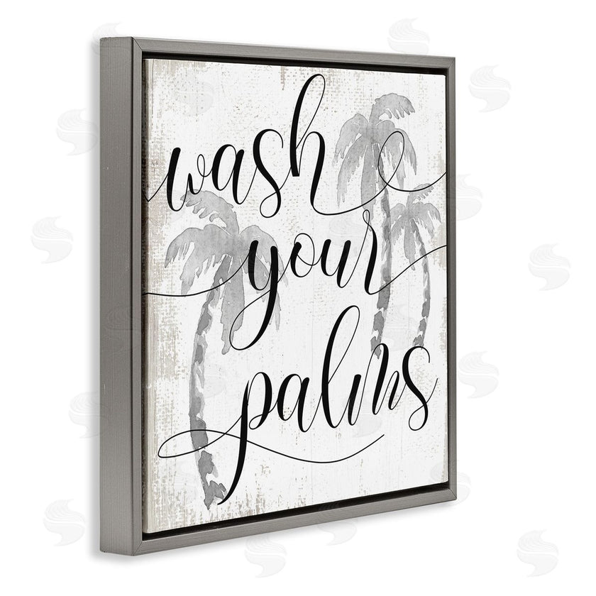 Stupell Studio | Wash Your Palms Phrase Distressed Tropical Pun