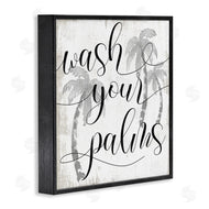 Stupell Studio | Wash Your Palms Phrase Distressed Tropical Pun