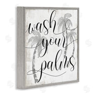Stupell Studio | Wash Your Palms Phrase Distressed Tropical Pun