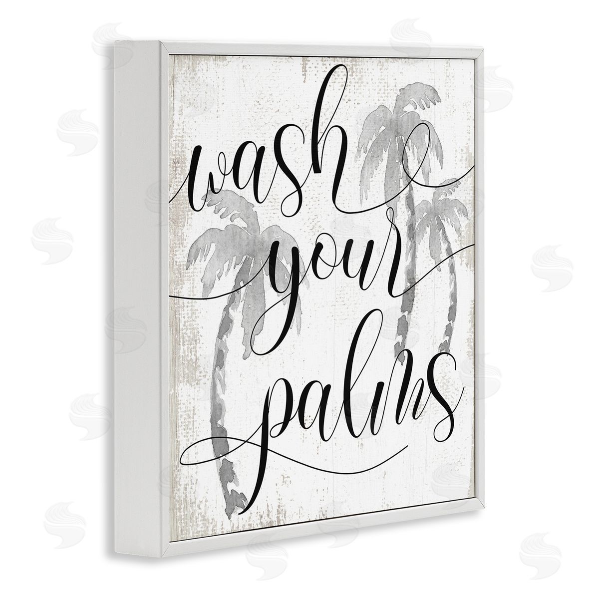 Stupell Studio Wash Your Palms Phrase Distressed Tropical Pun White Framed Giclee Wall Art