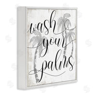 Stupell Studio | Wash Your Palms Phrase Distressed Tropical Pun