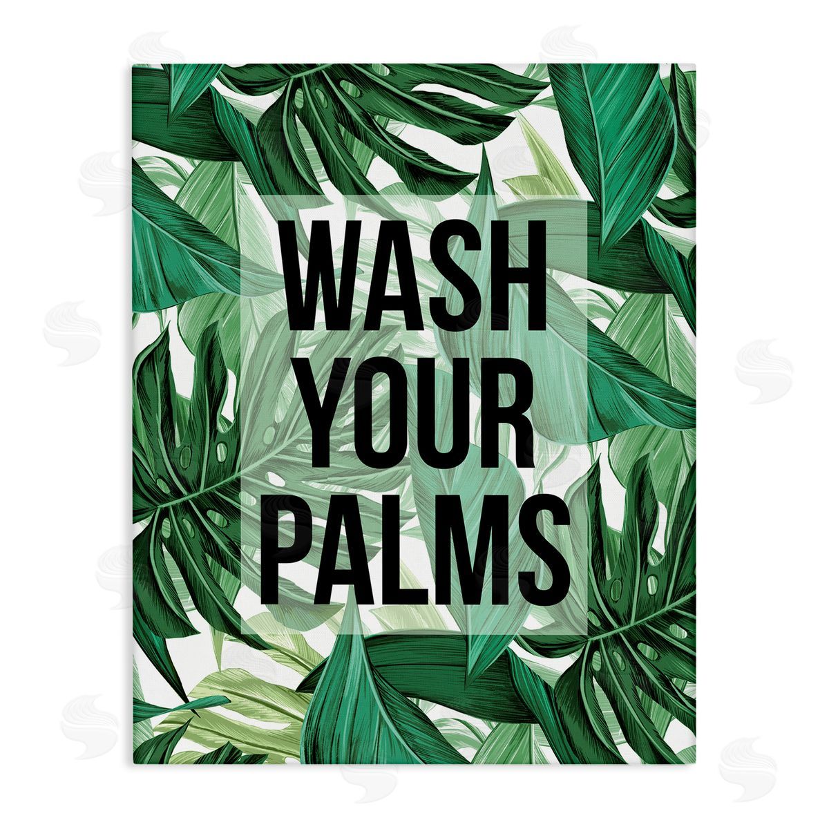 Stupell Studio Wash Your Palms Bathroom Phrase Green Plant Leaves Canvas Wall Art