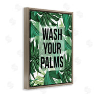 Stupell Studio | Wash Your Palms Bathroom Phrase Green Plant Leaves