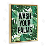 Stupell Studio | Wash Your Palms Bathroom Phrase Green Plant Leaves